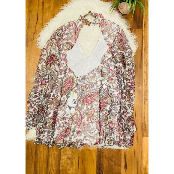 Show Me Your MuMu Dress M Medium Josephine Presley Paisley Bell Sleeve M - Picture 6 of 7